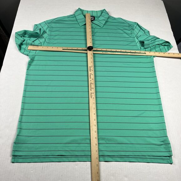 FootJoy Green Striped Golf Polo Shirt XL Performance Stretch Sporty Classic Top - Picture 5 of 11